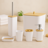 Kit Banheiro Lavabo Escova Lixeira 6 Peças / Tampa Bambú Pgb Branco - 2
