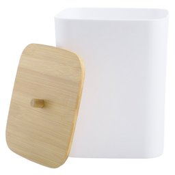 Kit Banheiro Lavabo Escova Lixeira 6 Peças / Tampa Bambú Pgb Branco - 4