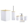 Kit Banheiro Lavabo Escova Lixeira 6 Peças / Tampa Bambú Pgb Branco - 4