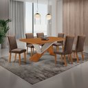 Ver imagem 2 de Mesa de Jantar Yasmin 180cm Tampo MDF Canto Copo Laminado com 6 Cadeiras Lira