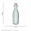 Ver imagem 3 de Garrafa de Vidro 1L Transparente 32x8x8cm Água Suco Geladeira Bebidas Tampa Mesa