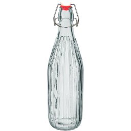 Garrafa Água Suco Leite Home&co com Trava na Tampa Vidro 1l 32x8x8cm Transparente - 1