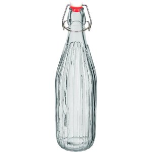Garrafa Água Suco Leite Home&co com Trava na Tampa Vidro 1l 32x8x8cm Transparente