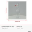 Ver mais imagens de Garrafa de Vidro 1L Transparente 32x8x8cm Água Suco Geladeira Bebidas Tampa Mesa