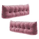 Ver imagem 1 de Kit 02 Almofadas para Cabeceira Encosto Apoio Lombar Spot 195cm com Porta Celular Veludo - Desk Desi