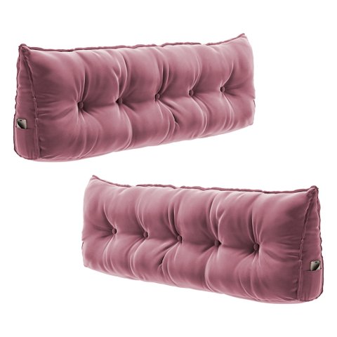 Kit 02 Almofadas para Cabeceira Encosto Apoio Lombar Spot 195cm com Porta Celular Veludo - Desk Desi