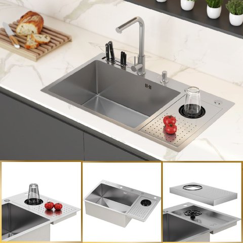 Cuba para Cozinha Gourmet Zurique Aço Inox 340 Lava Copos Goldenx