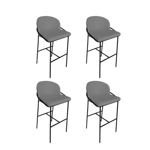 Kit 4 Banquetas Alta Bancada Base Ferro Preto Jbv Móveis: Cinza