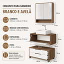Ver imagem 3 de Gabinete para Banheiro MDP com Cuba Espelheira e Módulo com Rodízios Branco Avelã:Branco/Avelato