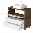 Ver imagem 2 de Gabinete para Banheiro MDP com Cuba Espelheira e Módulo com Rodízios Branco Avelã:Branco/Avelato