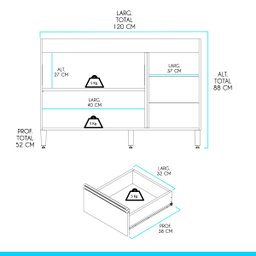 Balcão de Pia Sabrina 120 Cm Armário de Cozinha Mdp Preto Texturizado 0449 - Menu - 4