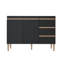 Balcão de Pia Sabrina 120 Cm Armário de Cozinha Mdp Preto Texturizado 0449 - Menu - 1