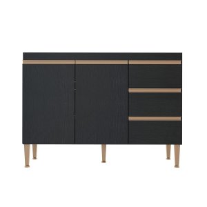 Balcão de Pia Sabrina 120 Cm Armário de Cozinha Mdp Preto Texturizado 0449 - Menu