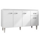 Ver imagem 1 de Balcão Rony para Cozinha Gabinete 4 Portas S/ Tampo Branco/Preto Flex - Bela Móveis