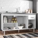 Ver imagem 3 de Balcão Rony para Cozinha Gabinete 4 Portas S/ Tampo Branco/Preto Flex - Bela Móveis