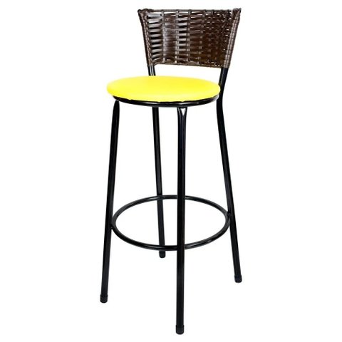 Banqueta Alta Ratan Hawai Preta Café  