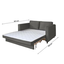 Sofá Cama Belize 2 Lugares Com Pés de Madeira e Rodízios Grafite - 4