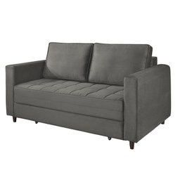 Sofá Cama Belize 2 Lugares Com Pés de Madeira e Rodízios Grafite - 2