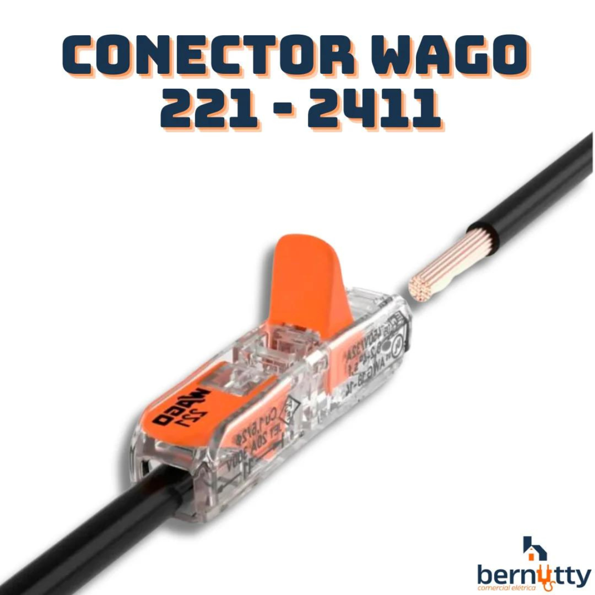 Kit 10 Conectores Elétrico para Emenda Wago Inline Original 221 - 2411 - 2