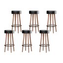 Ver imagem 1 de Kit 6 Banquetas Banco Alto Berlin Couro Preto Bar Cozinha Pés Madeira Ms Decor