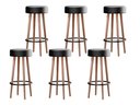 Ver imagem 1 de Kit 6 Banquetas Banco Alto Berlin Couro Preto Bar Cozinha Pés Madeira Ms Decor