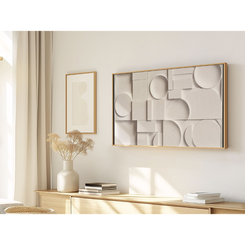 Quadro Decorativo N°70 70x40cm - Panorâmico Escultura Gesso Branco 3D - Rollflex
