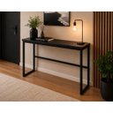 Ver imagem 6 de Mesa Jantar Aparador Bancada Alta Industrial 140x50cm Tampo Preto Pés Preto