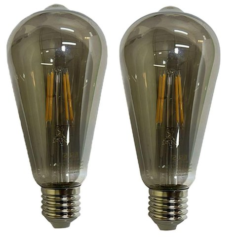 Lampada Led Multi Filamento Fume 30w Kit 2 Uni Iluminaçao Quarto Sala Casa Varanda Branco Quente