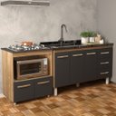 Ver imagem 2 de Armário Balcão Gabinete de Pia 140 Cm Carine e Balcão para Fogão Cooktop 5 Bocas e Forno Elétrico Ev