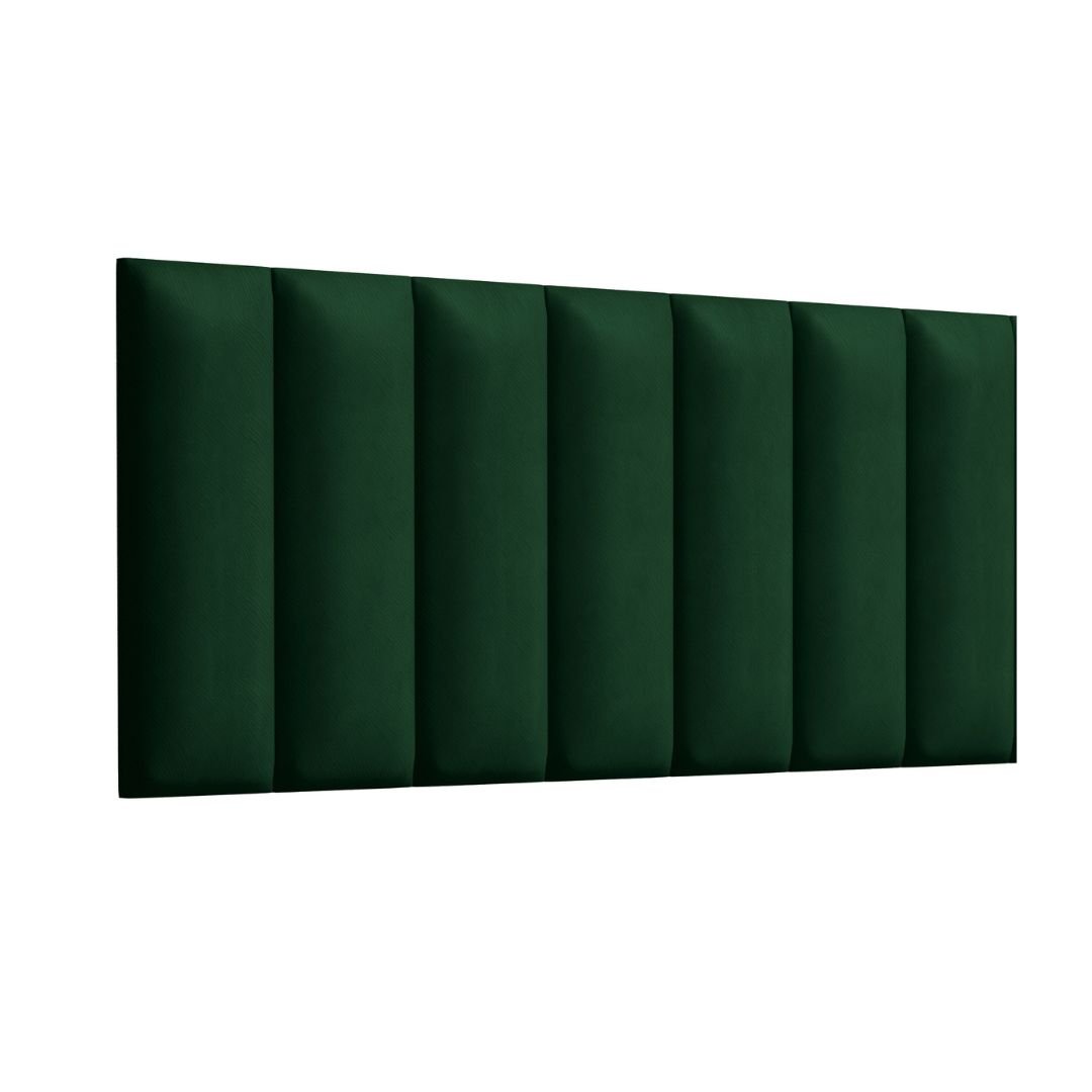 Cabeceira de Cama Casal 140x60cm Verde Musgo Kit com 7 Módulos Estofados Auto Adesivo - 1