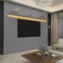 Painel para TV Ripado com LED Nobre 230 Cinza - Gelius - 3