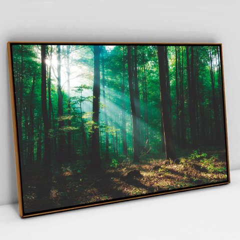 Quadro Decorativo Floresta Verde em tela Canvas TACOLADO PAPEL DE PAREDE Moldura Flutuante 4,5cm Fre