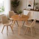 Ver imagem 1 de Mesa Compacta Tampo em MDF Tx 90cm & Cadeiras Leda Almofadas Ergônomicas