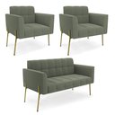 Ver imagem 1 de Namoradeira e 2 Poltronas Pé de Ferro Dourado Elisa Bouclê Menta D03 - D'Rossi