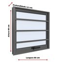 Ver imagem 3 de Janela de Aluminio Maxim-ar 60x60cm Vidro Transparente e Grade