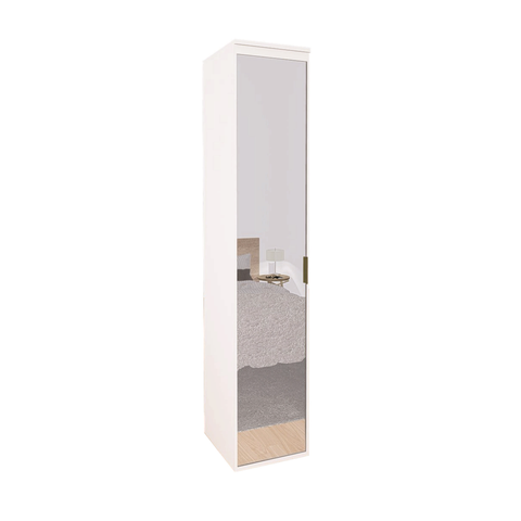 Guarda Roupa Modular 1 Porta Espelho com Prateleiras 45 cm Lotus Belmax:Branco