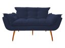 Ver imagem 2 de Namoradeira Decorativa Opala Suede Azul Marinho 2 Lugares Pés Madeira Ms Decor