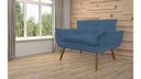 Ver imagem 3 de Namoradeira Decorativa Opala Suede Azul Marinho 2 Lugares Pés Madeira Ms Decor