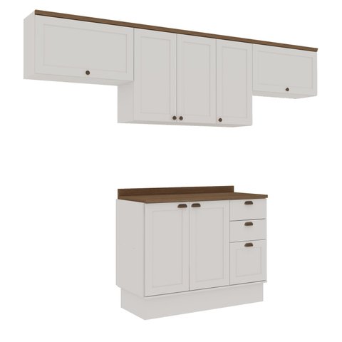 Armário de Cozinha Compacta Modulada 2,80m 8 Peças Iluminata Genialflex