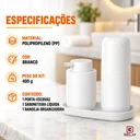 Ver imagem 3 de Kit para Banheiro com Porta Escova de Dentes, Porta Sabonete Líquido e Bandeja - Branco
