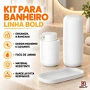 Ver imagem 2 de Kit para Banheiro com Porta Escova de Dentes, Porta Sabonete Líquido e Bandeja - Branco