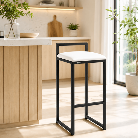 Banqueta Alta Bancada Área Gourmet Sala Jantar Metal Bar Moderno Couro Sintético