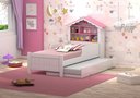 Ver imagem 1 de Cama Solteiro Princesa Rosa com Auxiliar e 2 Colchões Vitamov