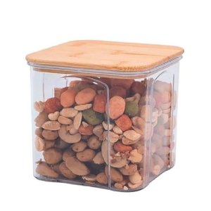 Pote Hermético Oikos 900ml Bambu Transparente Quadrado