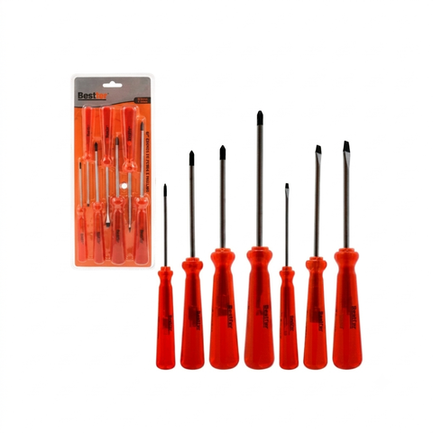 Kit Chaves Fenda + Phillips Bestfer com 7 Peças