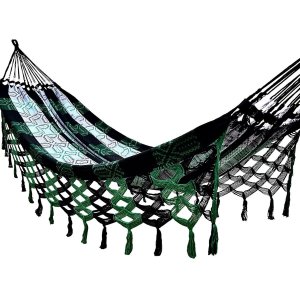 Rede Grande Luxo de Dormir P/ Casal 4,40 Metros Várias Cores:verde com Preto