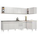 Ver imagem 1 de Armário de Cozinha Modulado de Canto 7 Peças Cp36 com Pia Inox Branco - Lumil Lumil Móveis