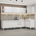 Ver imagem 2 de Armário de Cozinha Modulado de Canto 7 Peças Cp36 com Pia Inox Branco - Lumil Lumil Móveis