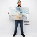 Ver imagem 2 de Quadro Decorativo em Canvas Abstrato Mármore Neutro TaColado Moldura Flutuante 4,5cm Branca 90 x 60c