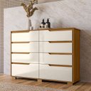 Ver imagem 2 de Comoda Casal Quarto Georgia 8 Gavetas Freijo com Off White - Moval